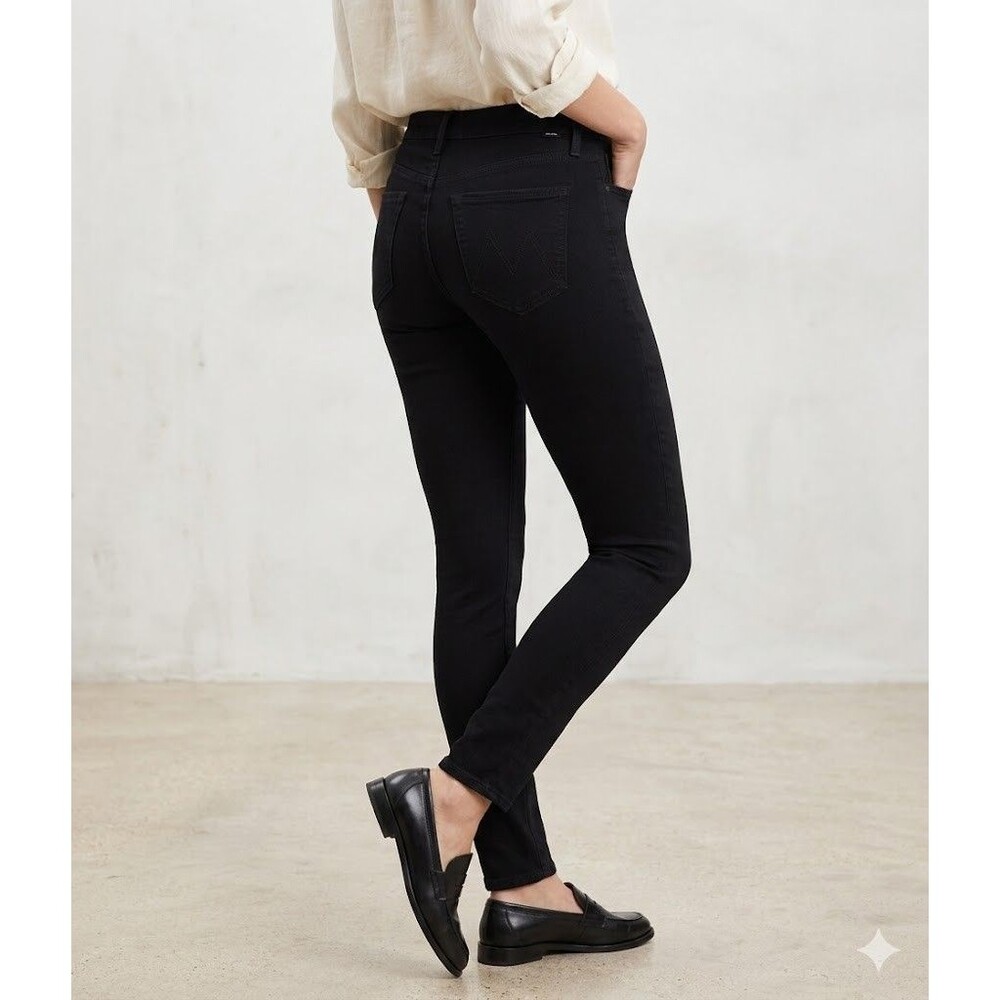 MOTHER The Looker High Waisted Skinny Jeans Not Guilty Jet Black Size 27